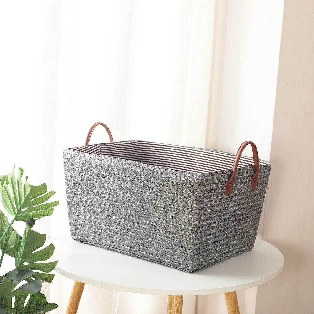 Japanese-Style Foldable Woven Storage Basket for Home