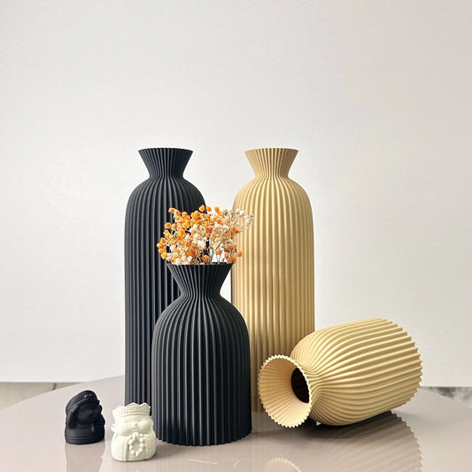 2-Piece Wavy Pattern Decorative Vase Set for Home