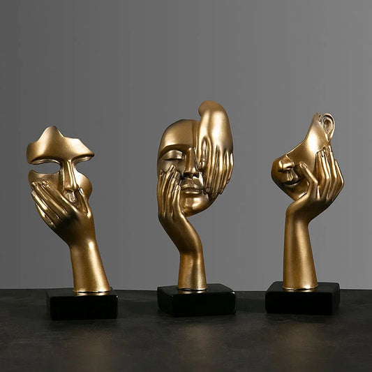 European Resin Abstract Mask Figurine for Modern Decor