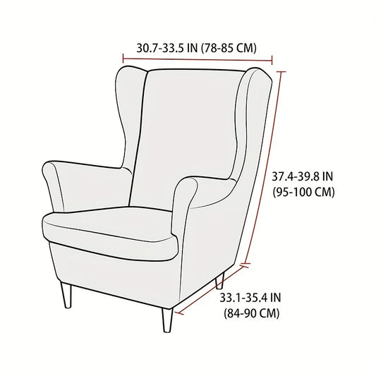 Jacquard Elastic Wingback Chair Cover with Cushion Cover