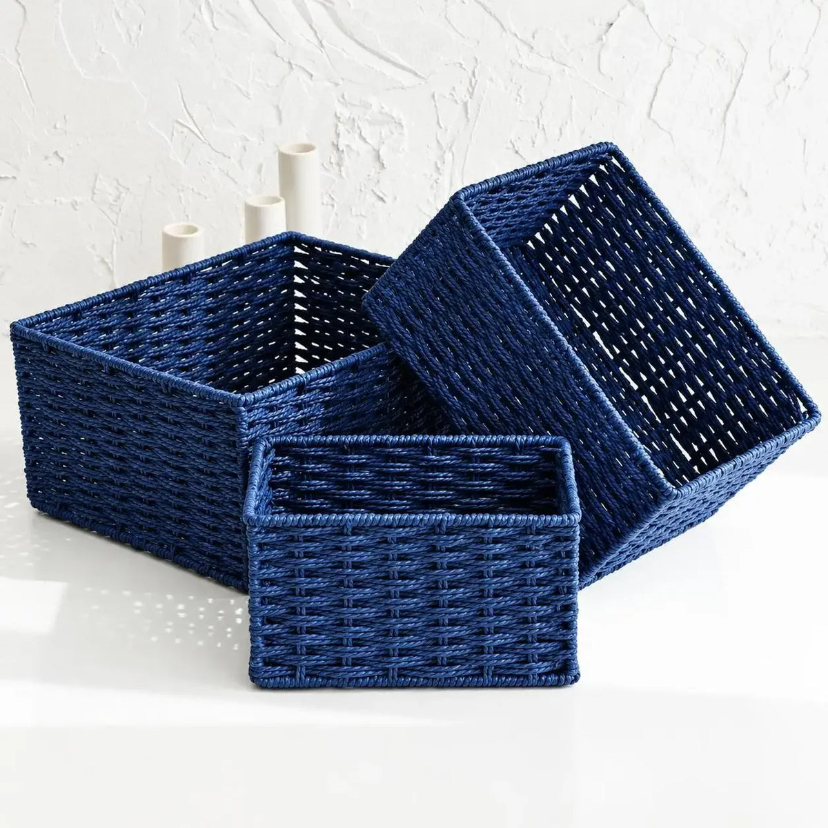 3-Piece Paper Rope Woven Storage Basket Set