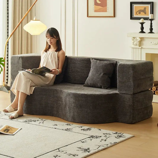 Modular Flannel Convertible Sofa Bed for Living Rooms