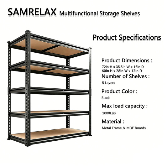 2000 lb Capacity Adjustable 5-Tier Heavy-Duty Garage Shelving