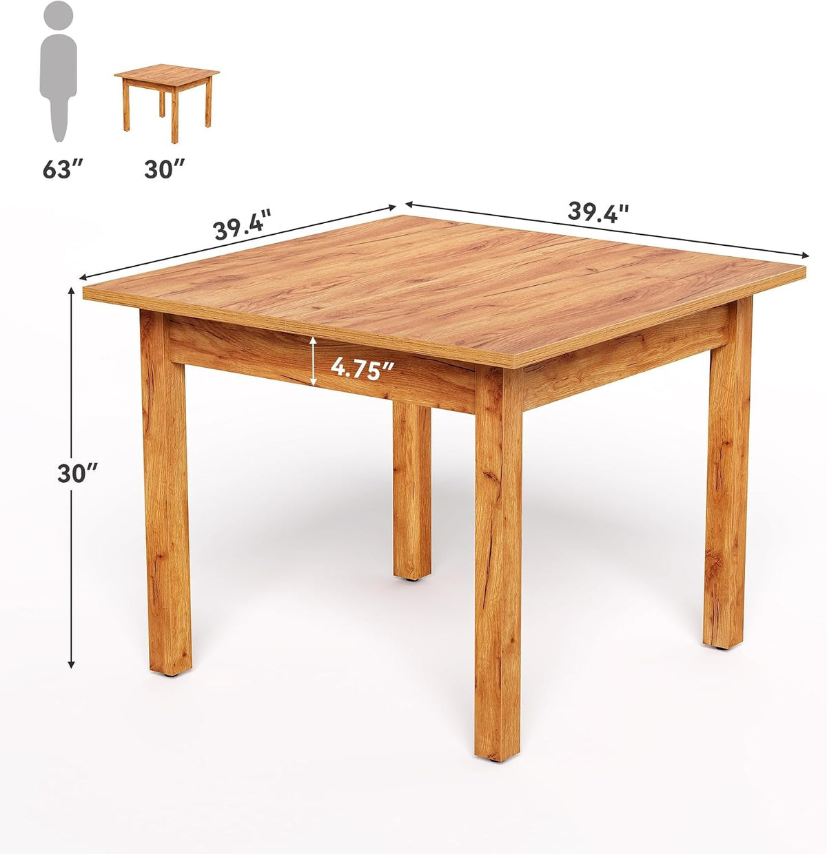 39 Inches Square Dining Furniture Contemporary Brown