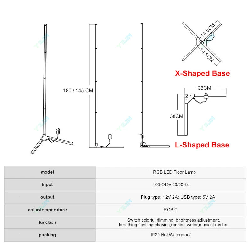 145/180cm RGBIC Smart Floor Lamp with Tuya App Control