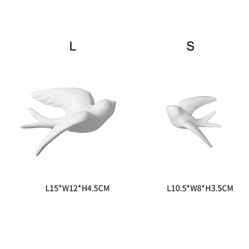 3D Ceramic Swallow Bird Wall Hanging Decor