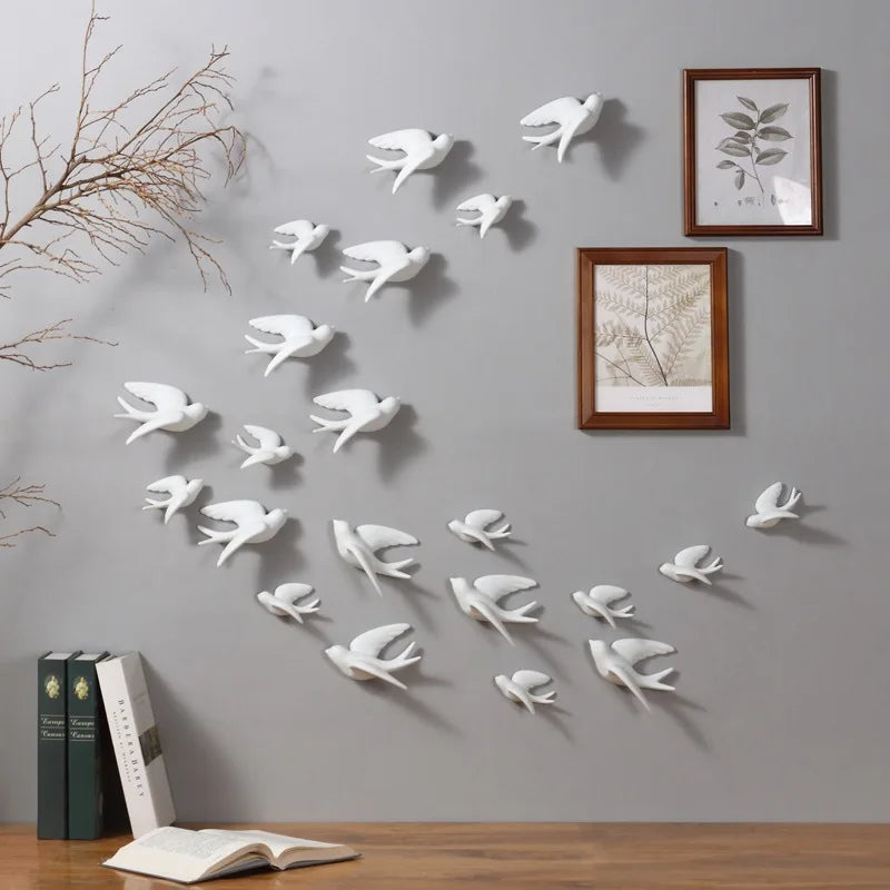 3D Ceramic Swallow Bird Wall Hanging Decor