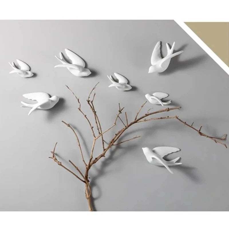 3D Ceramic Swallow Bird Wall Hanging Decor