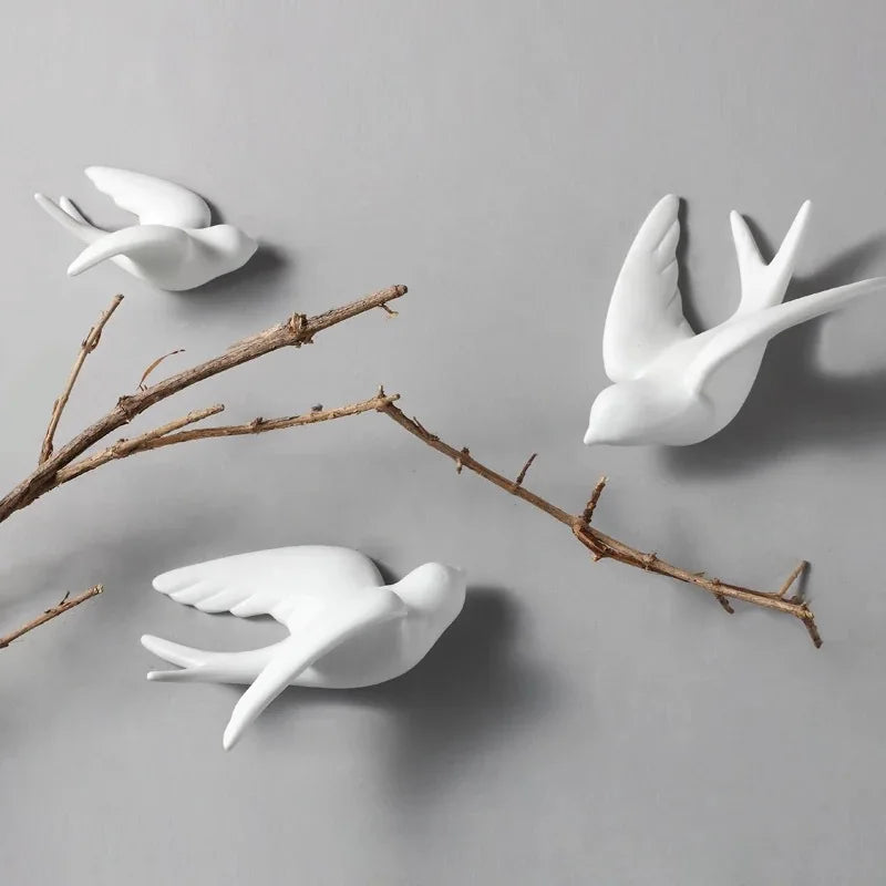 3D Ceramic Swallow Bird Wall Hanging Decor