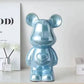 European Electroplated Ceramic Bear Figurine for Home Decor