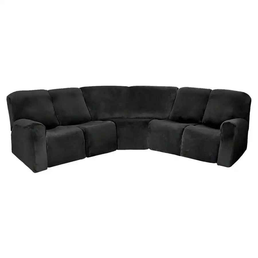 5-Seater L-Shaped Velvet Stretch Sofa Cover