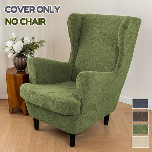 Jacquard Elastic Wingback Chair Cover with Cushion Cover