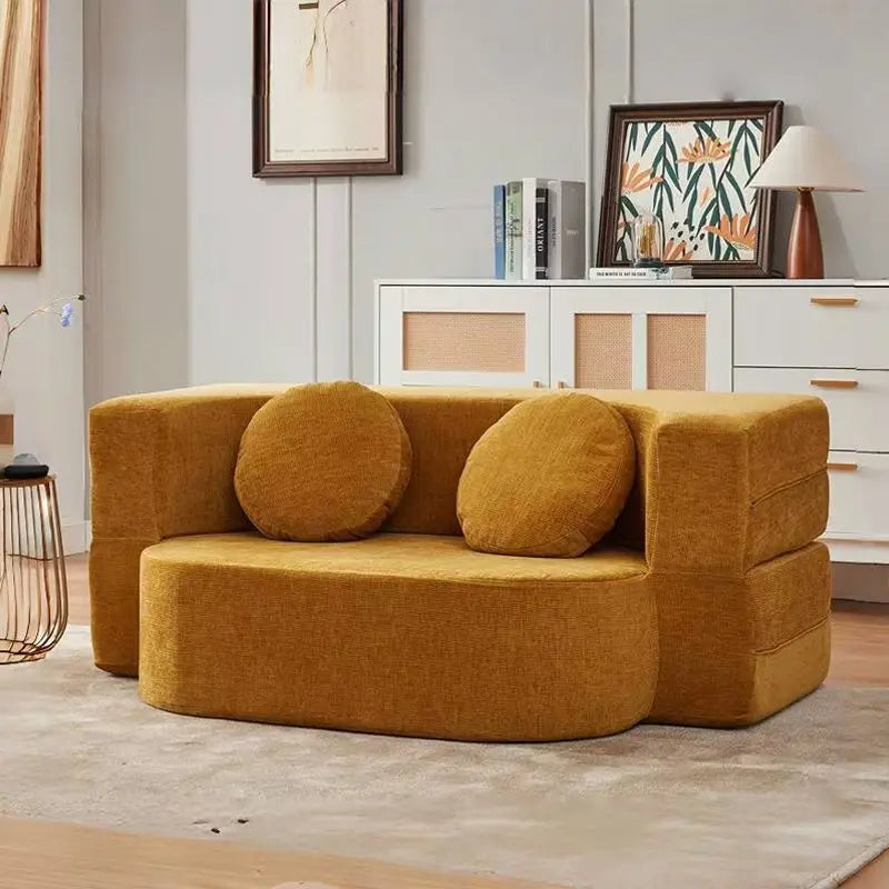 Modular Flannel Convertible Sofa Bed for Living Rooms