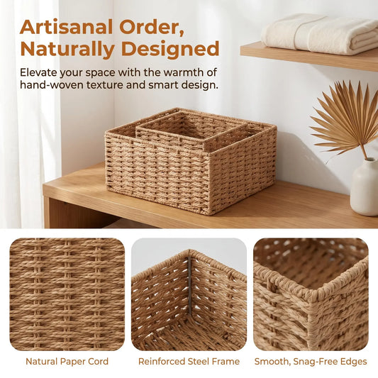 3-Piece Paper Rope Woven Storage Basket Set