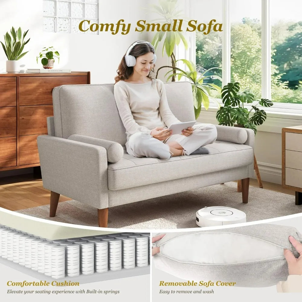 48-Inch Vesgantti Mid-Century Ash-Beige Loveseat Sofa