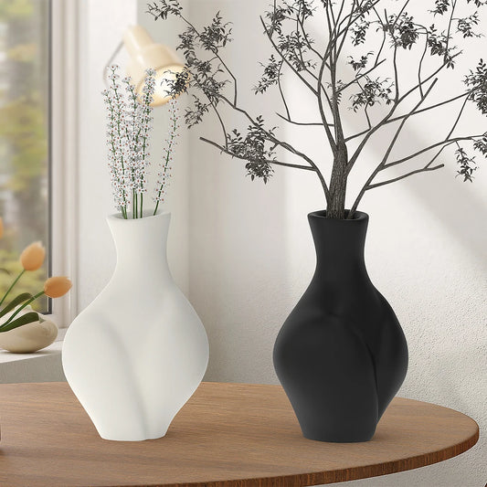 Elegant Black Plastic Vase for Modern Boho Decor