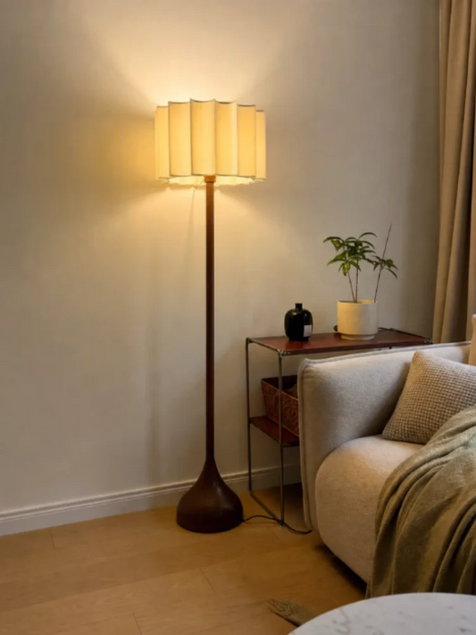 Wabi-Sabi Solid Wood Floor Lamp for Modern Interiors