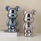 European Electroplated Ceramic Bear Figurine for Home Decor