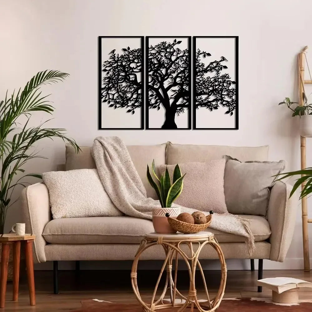 3-Piece Family Tree Metal Wall Art Decoration