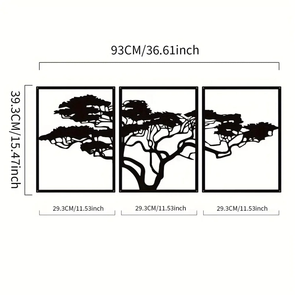3-Piece Family Tree Metal Wall Art Decoration