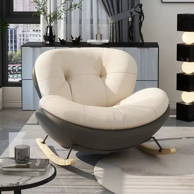 Plus-Size Eggshell Rocking Chair for Relaxation