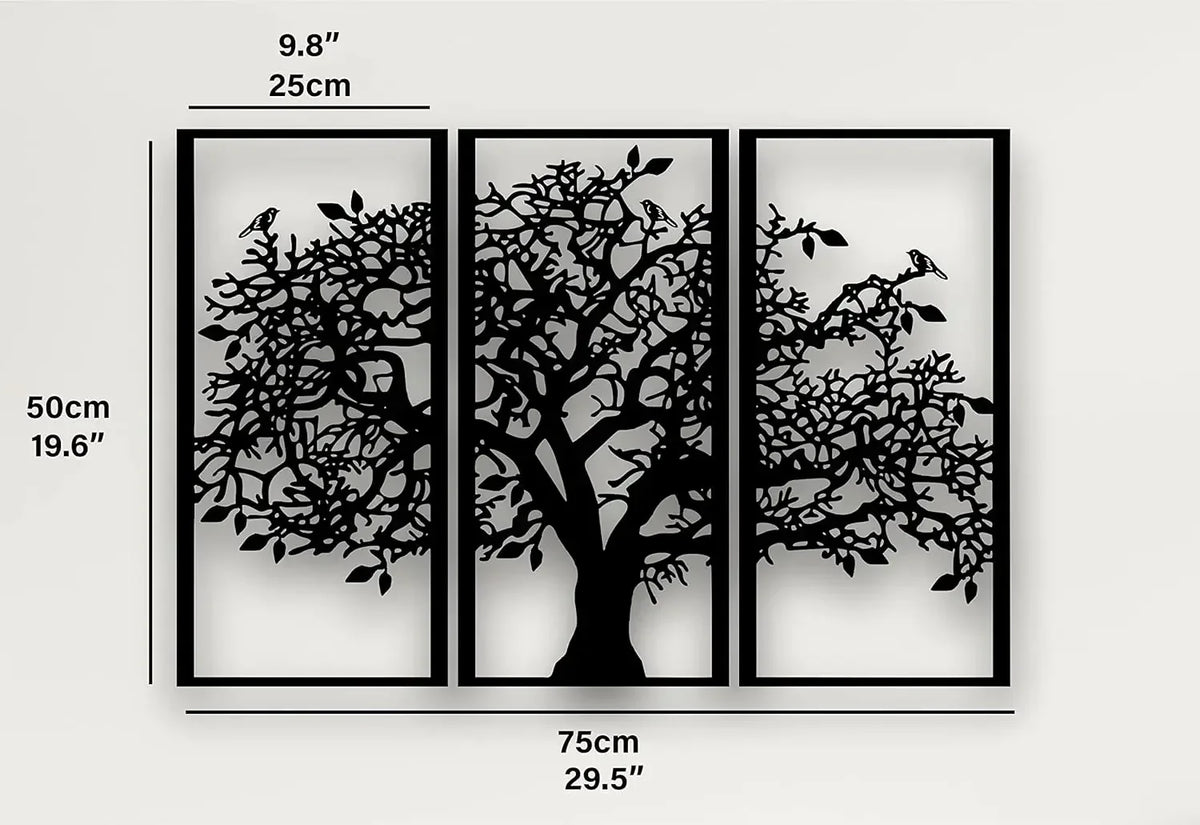 3-Piece Family Tree Metal Wall Art Decoration