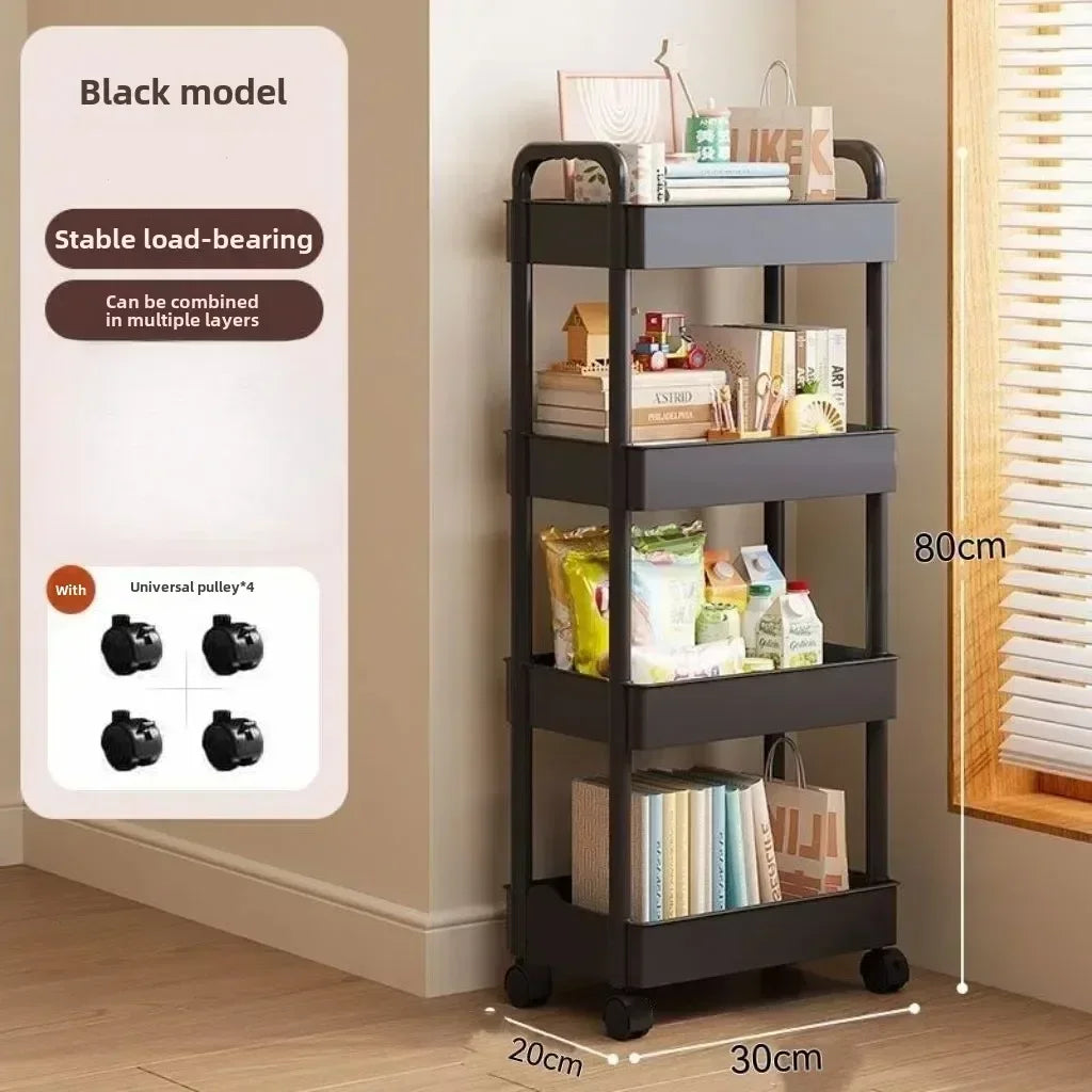 Mobile Storage Cart with Open Shelves for Home