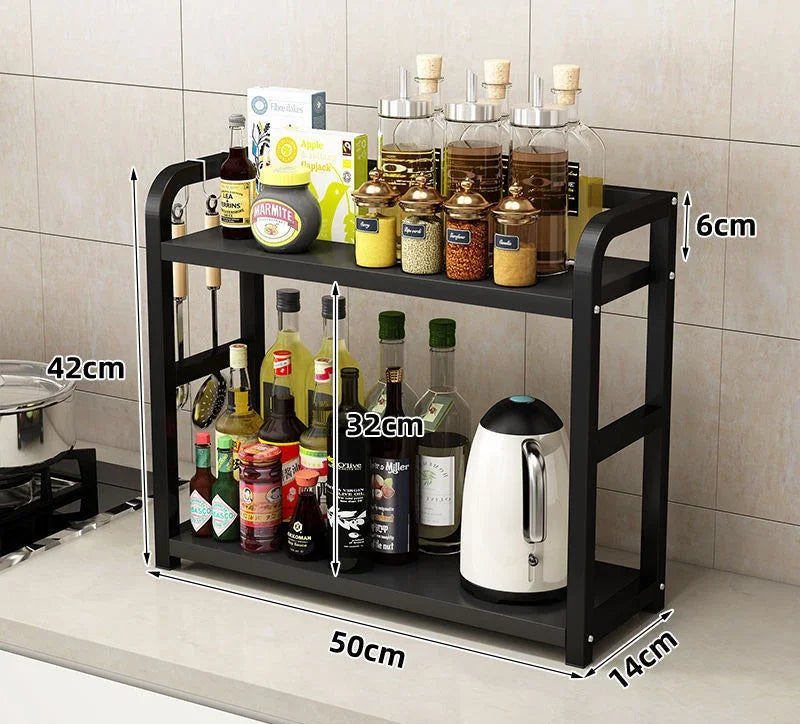 2-Tier Metal Countertop Kitchen Organizer Shelf Rack