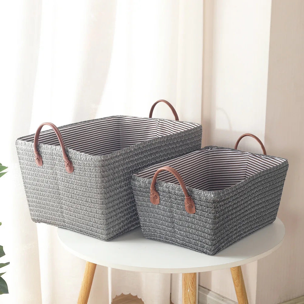 Japanese-Style Foldable Woven Storage Basket for Home