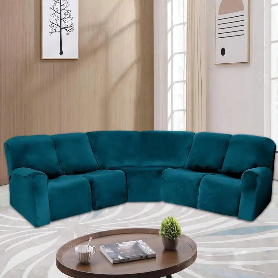 5-Seater L-Shaped Velvet Stretch Sofa Cover