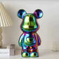 European Electroplated Ceramic Bear Figurine for Home Decor