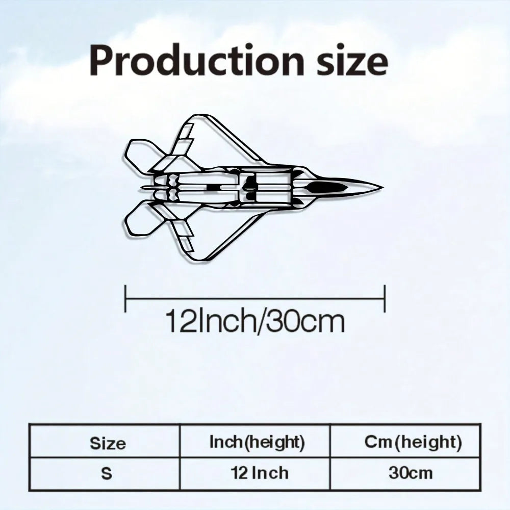 Vintage Powder-Coated F-22 Raptor Fighter Jet Wall Art