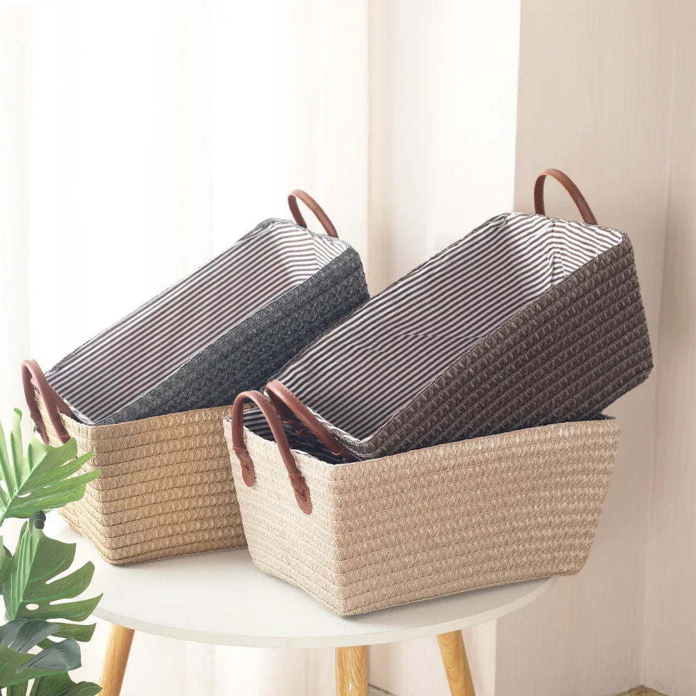 Japanese-Style Foldable Woven Storage Basket for Home