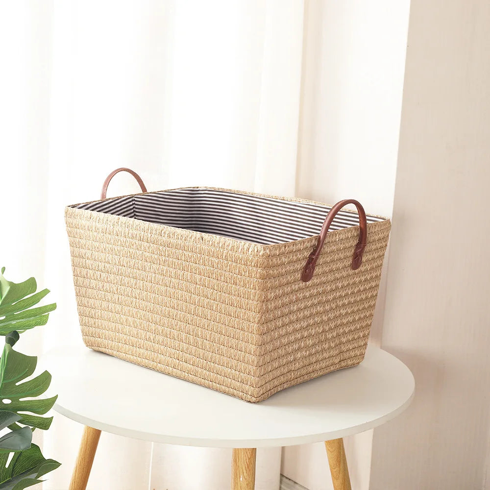 Japanese-Style Foldable Woven Storage Basket for Home