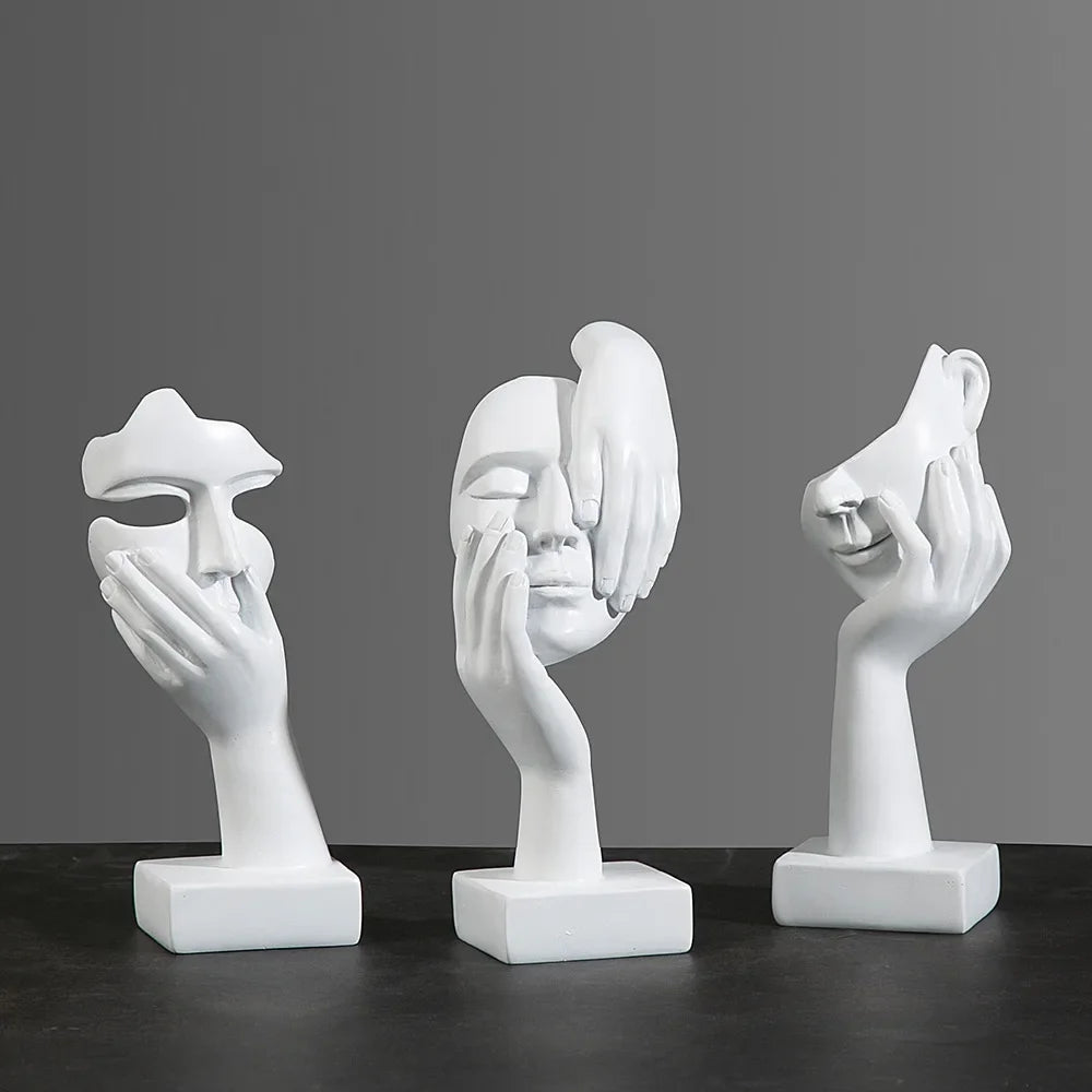 European Resin Abstract Mask Figurine for Modern Decor
