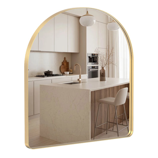 Arched Full-Length Mirror with Matte Metal Frame