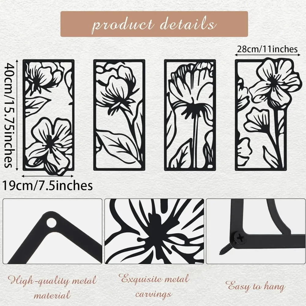 3-Piece Family Tree Metal Wall Art Decoration