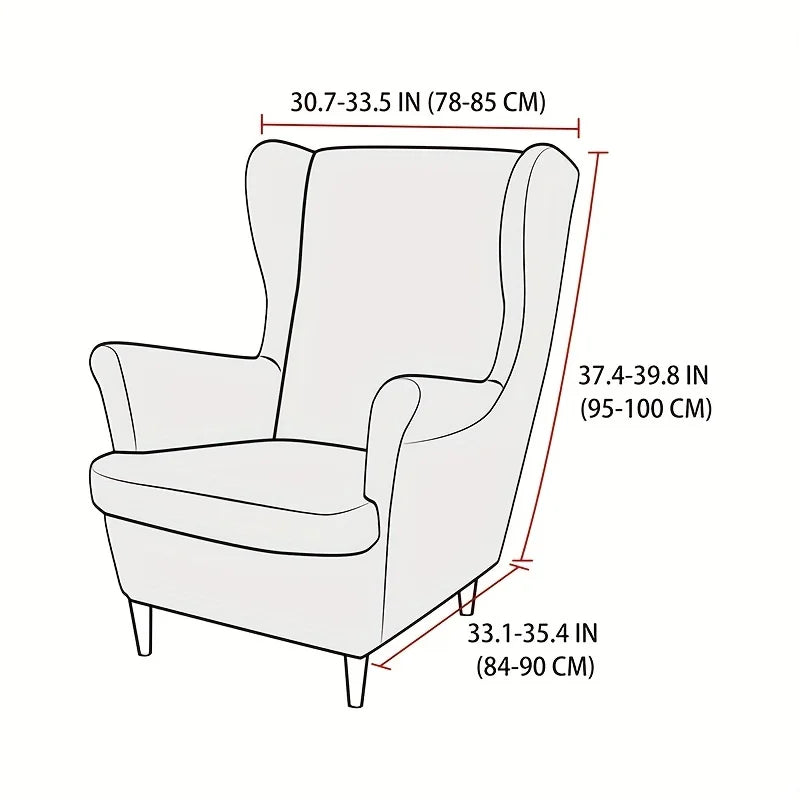 Jacquard Elastic Wingback Chair Cover with Cushion Cover