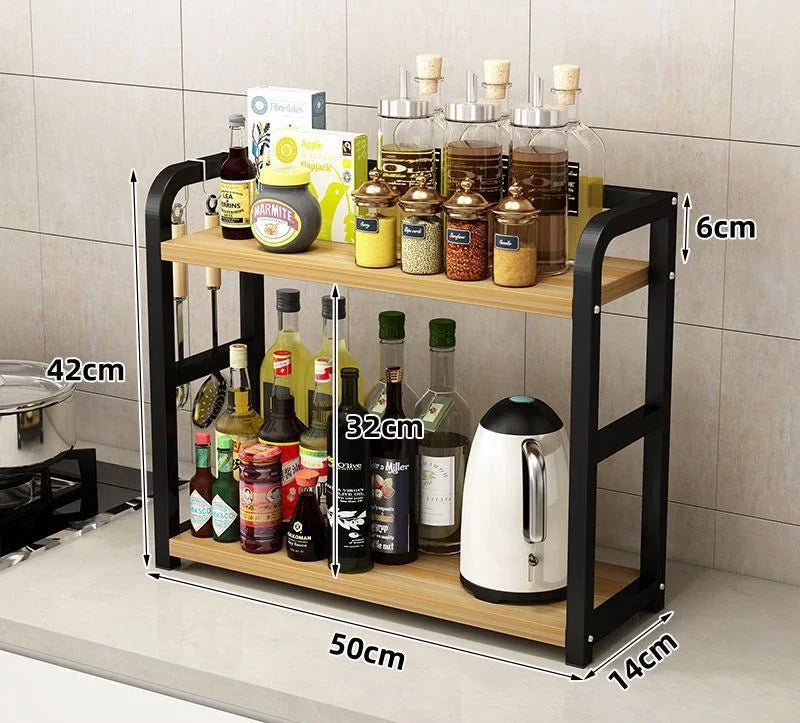 2-Tier Metal Countertop Kitchen Organizer Shelf Rack