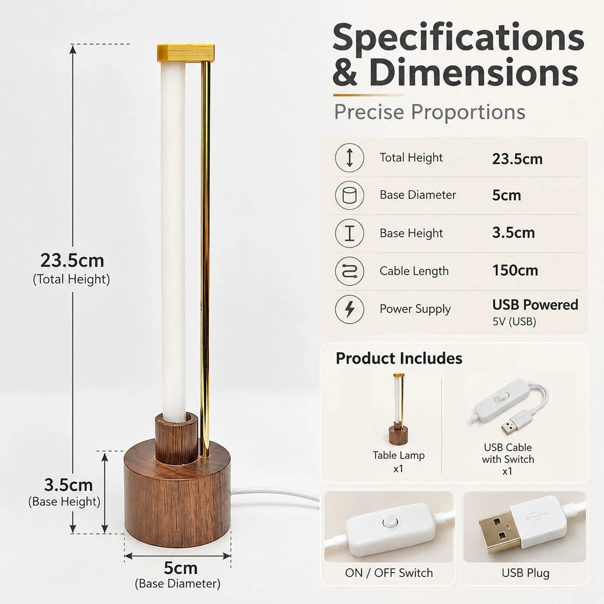 Mini USB LED Wooden Desk Lamp for Bedroom