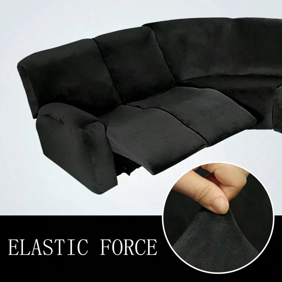 5-Seater L-Shaped Velvet Stretch Sofa Cover