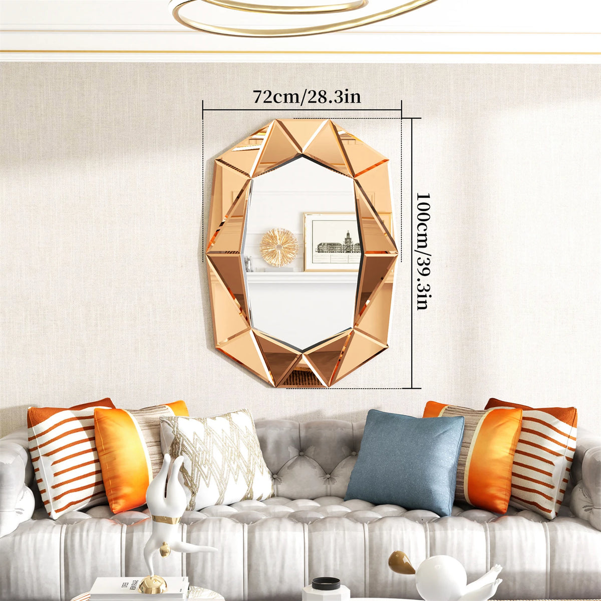 100cm Asymmetrical Decorative Venetian Glass Wall Mirror