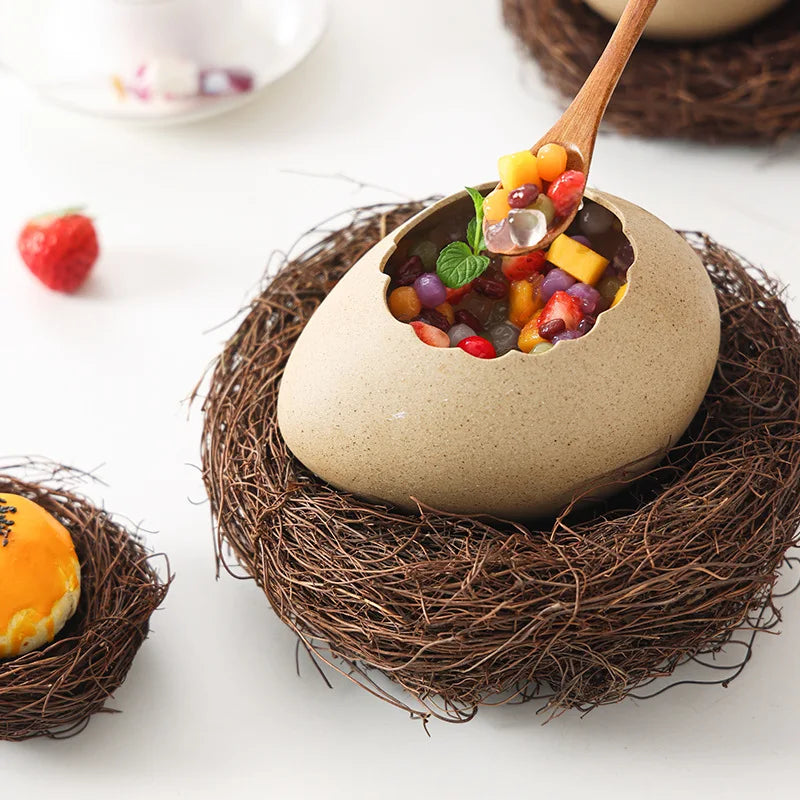 Eggshell-Shaped Ceramic Bowls for Creative Table Settings