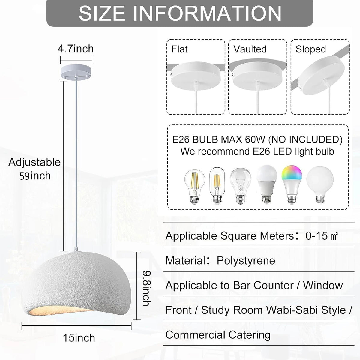 Nordic Wabi-Sabi E27 LED Pendant Ceiling Chandelier