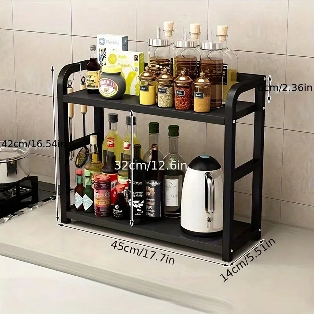 2-Tier Metal Countertop Kitchen Organizer Shelf Rack
