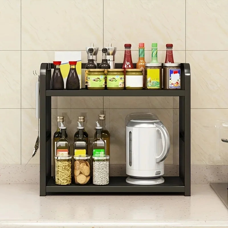 2-Tier Metal Countertop Kitchen Organizer Shelf Rack