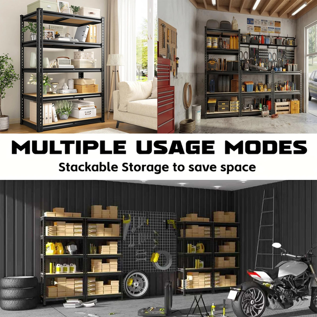 2000 lb Capacity Adjustable 5-Tier Heavy-Duty Garage Shelving