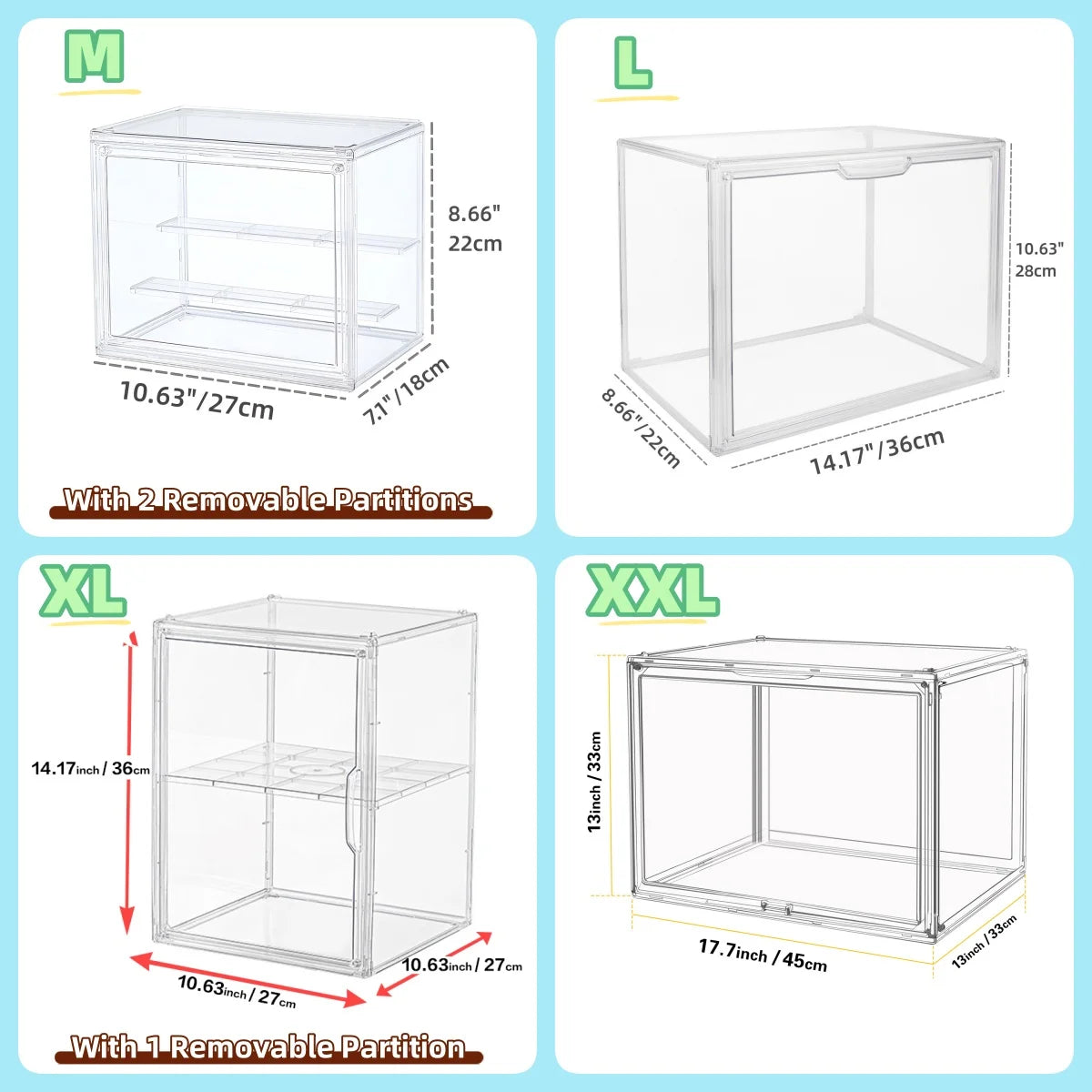 Clear Stackable Acrylic Display Box and Storage Organizer