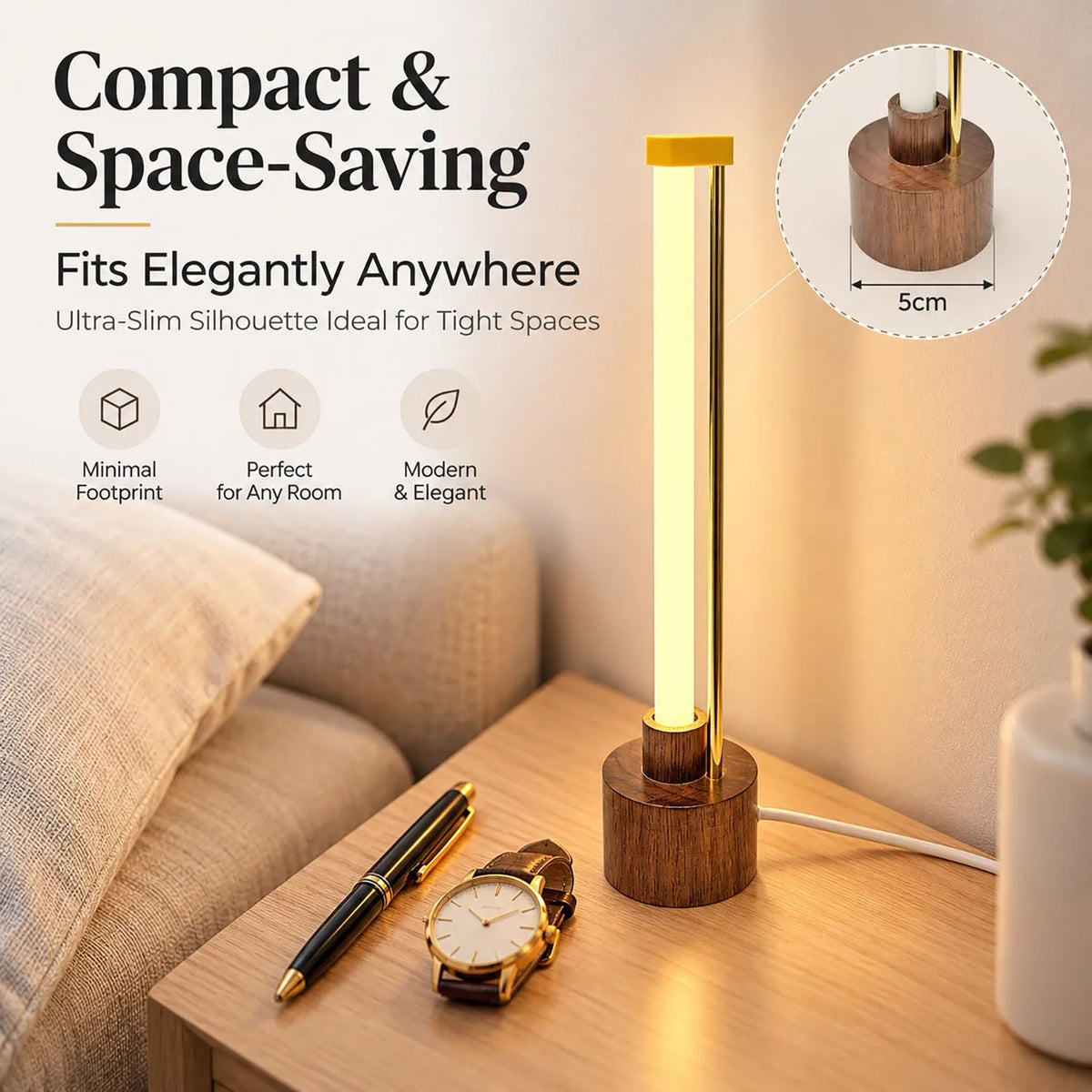 Mini USB LED Wooden Desk Lamp for Bedroom