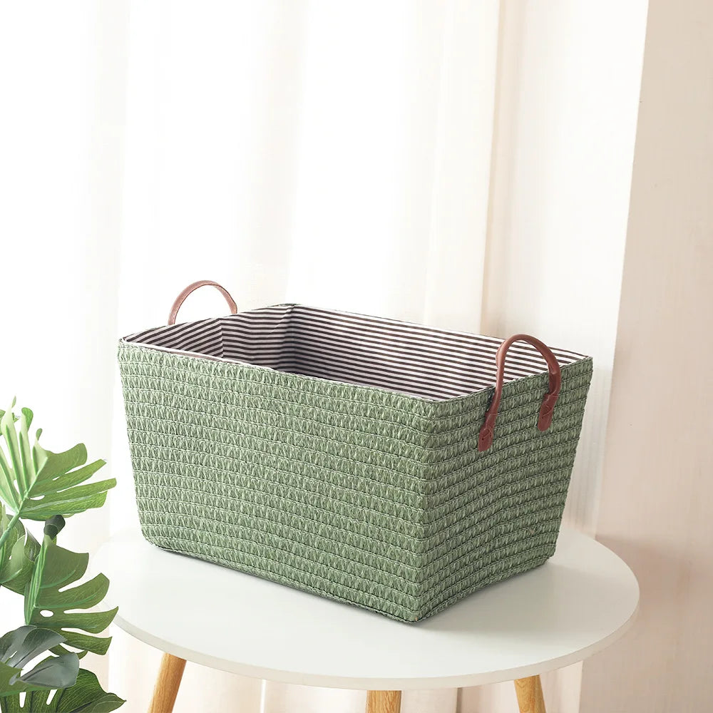 Japanese-Style Foldable Woven Storage Basket for Home